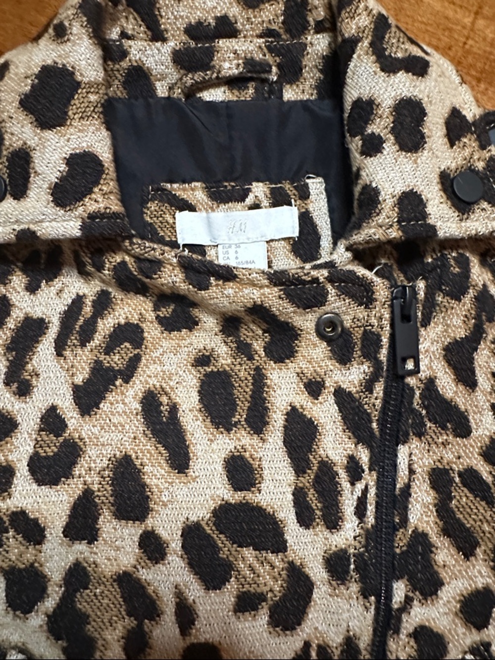 H&M Leopard Print Moto Jacket - Black & Cream - Picture 4 of 7